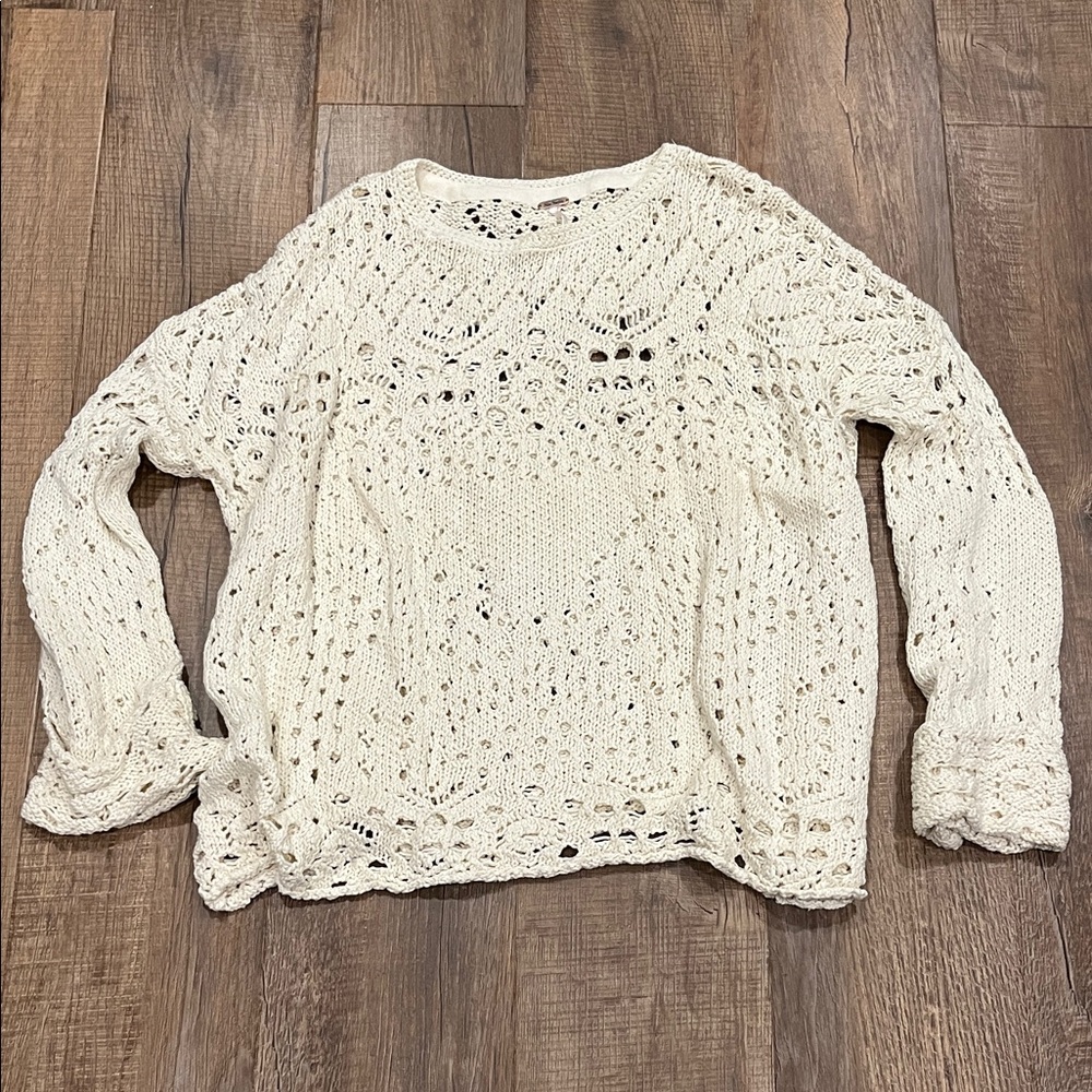 Free People Cream Knit Sweater size small